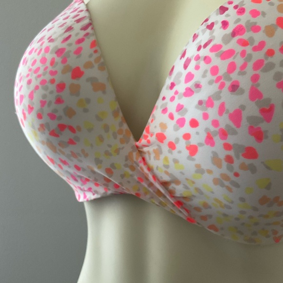 Victoria's Secret Plunge 36DD  Padded Underwire Pink and Yellow Patterned Bra - Picture 3 of 9